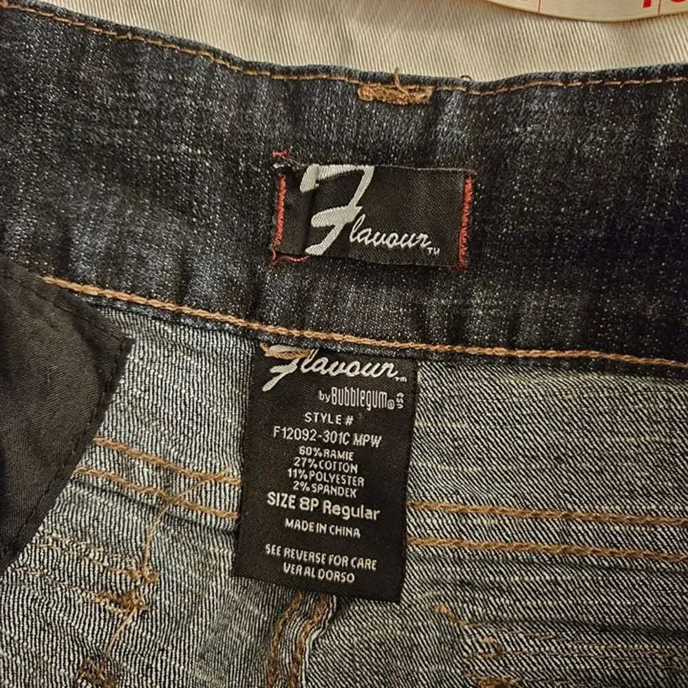 Flavour Bubblegum Jeans 8P Regular Dark Wash 8 Petite Short New NWT Y2K Zipper - Picture 4 of 9
